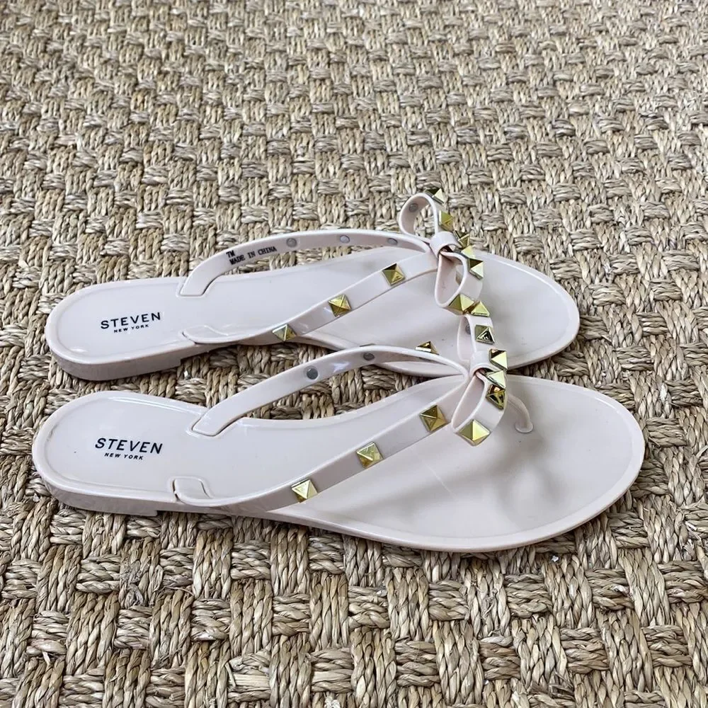 NEW Rubber Slides With Gold Hardware By Steven New York
